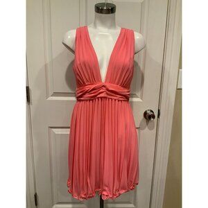ONE33 Social Pink Pleated Plunge V-Neck Sleeveless Dress NWT! $365 Size 6